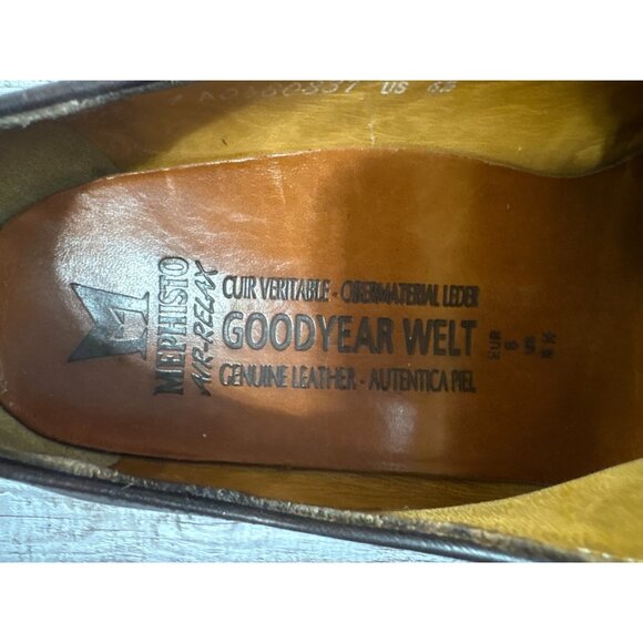 Mephisto Marlon Goodyear Welt Air-Relax Leather Derbys Sz 6.5 Brown - Picture 8 of 9